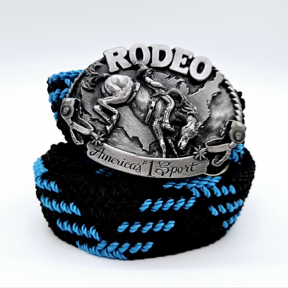 SISKIYOU BUCKLE CO. | vintage 1983 rodeo horse riding large buckle braided belt